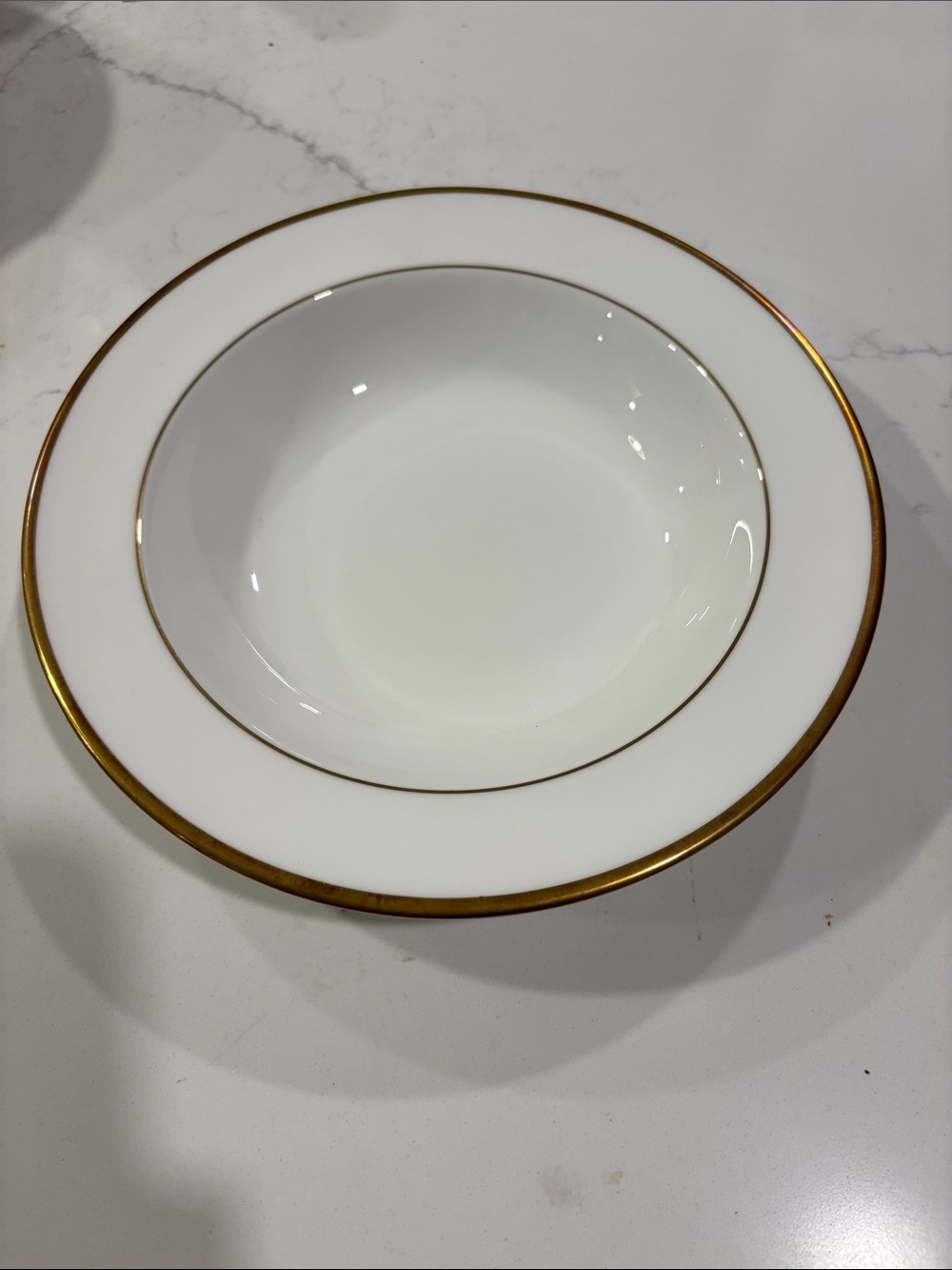 Set of 12 Classic White Porcelain Soup Bowl with Gold Trim